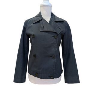 Weekend MaxMara Women's Glossy Gunmetal Grey Double Breasted Jacket Size 2